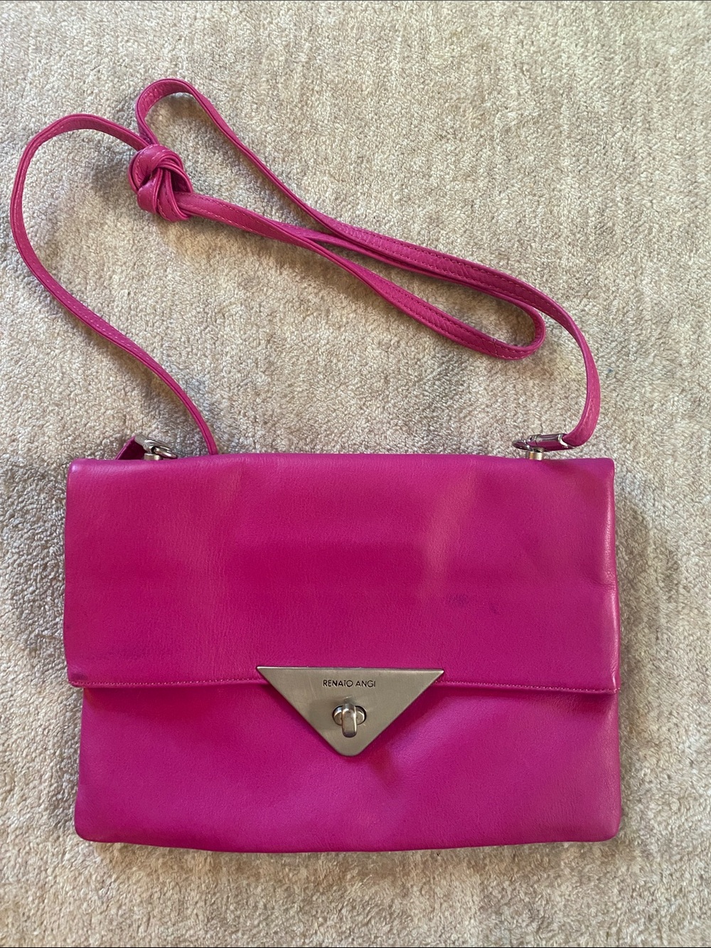 Renato Angi Hot Pink Leather Crossbody Bag